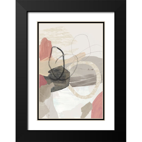 Modern Coral Abstract Black Modern Wood Framed Art Print with Double Matting by Reeves, Tom