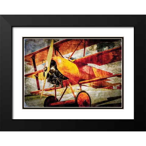 Fokker Tri Black Modern Wood Framed Art Print with Double Matting by James, Richard