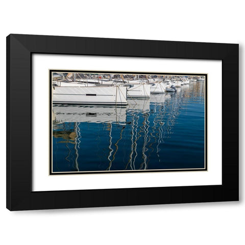 Marseille Boats I Black Modern Wood Framed Art Print with Double Matting by Silver, Richard