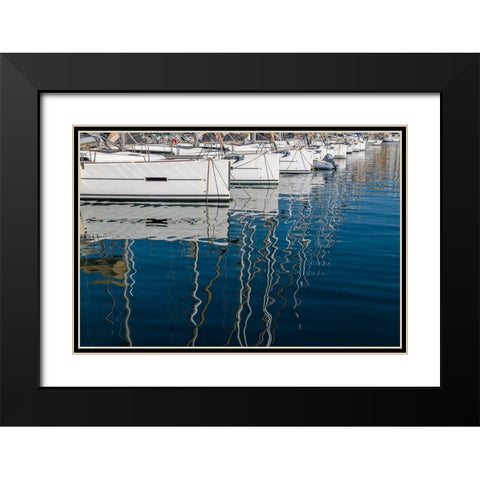 Marseille Boats I Black Modern Wood Framed Art Print with Double Matting by Silver, Richard