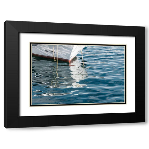 Boat Reflections Black Modern Wood Framed Art Print with Double Matting by Silver, Richard