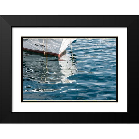 Boat Reflections Black Modern Wood Framed Art Print with Double Matting by Silver, Richard