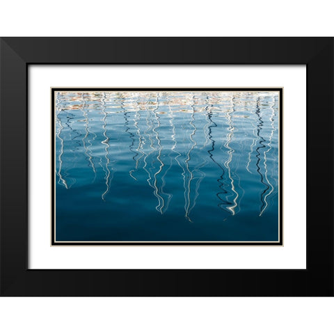 Boat Sails Reflections  Black Modern Wood Framed Art Print with Double Matting by Silver, Richard