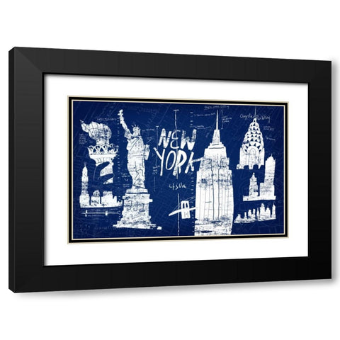 New York Blue Black Modern Wood Framed Art Print with Double Matting by Selkirk, Edward