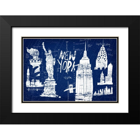 New York Blue Black Modern Wood Framed Art Print with Double Matting by Selkirk, Edward