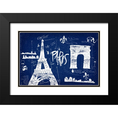 Paris Blue Black Modern Wood Framed Art Print with Double Matting by Selkirk, Edward