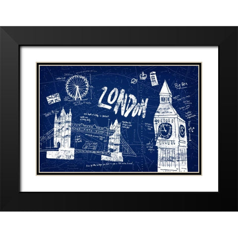 London Blue Black Modern Wood Framed Art Print with Double Matting by Selkirk, Edward
