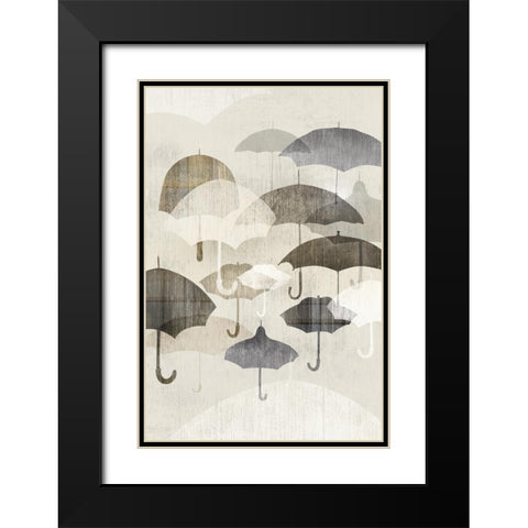 Umbrella Rain II Black Modern Wood Framed Art Print with Double Matting by Selkirk, Edward