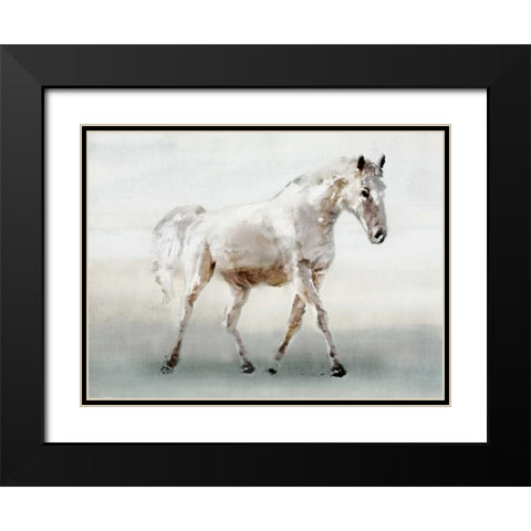 White Horse Black Modern Wood Framed Art Print with Double Matting by Selkirk, Edward