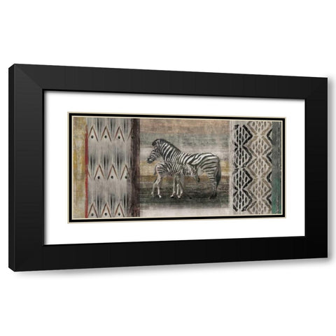 Tribal Zebras Black Modern Wood Framed Art Print with Double Matting by Selkirk, Edward