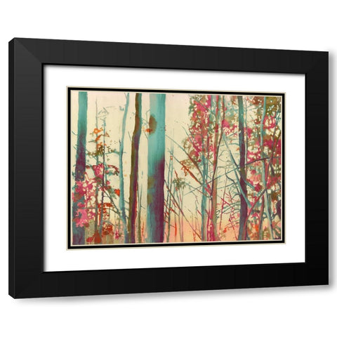 Pink Arborescences Black Modern Wood Framed Art Print with Double Matting by Pellisier, Sandrine
