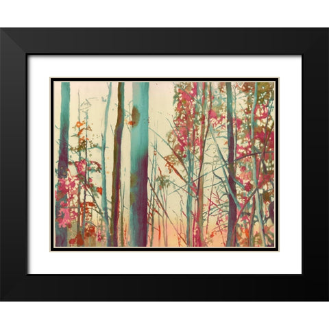 Pink Arborescences Black Modern Wood Framed Art Print with Double Matting by Pellisier, Sandrine