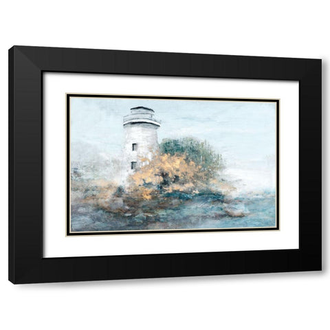 Golden Lighthouse Black Modern Wood Framed Art Print with Double Matting by Theodosiou, Matina