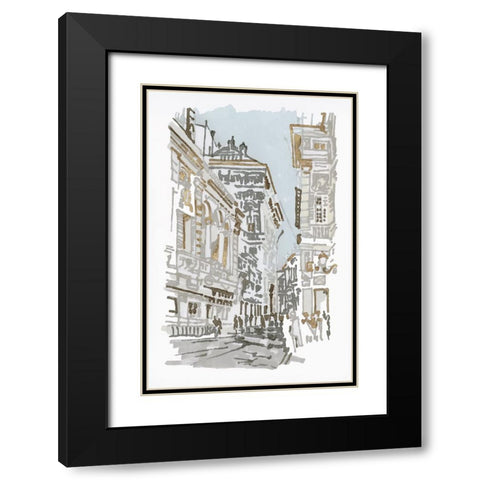 Via del Corso Black Modern Wood Framed Art Print with Double Matting by Stellar Design Studio