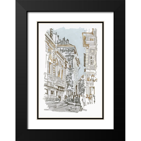 Via del Corso Black Modern Wood Framed Art Print with Double Matting by Stellar Design Studio