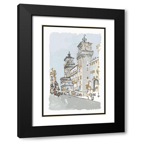 Via Roma Black Modern Wood Framed Art Print with Double Matting by Stellar Design Studio