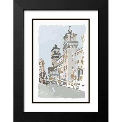 Via Roma Black Modern Wood Framed Art Print with Double Matting by Stellar Design Studio