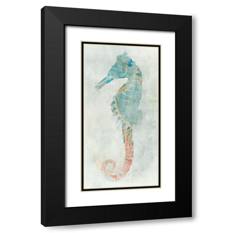 Blue Seahorse I  Black Modern Wood Framed Art Print with Double Matting by Stellar Design Studio