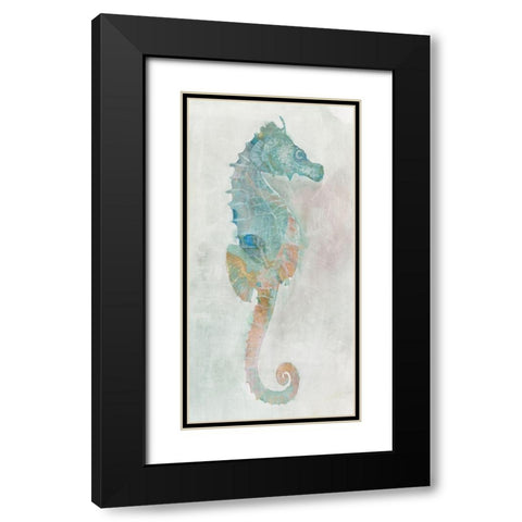 Blue Seahorse II Black Modern Wood Framed Art Print with Double Matting by Stellar Design Studio