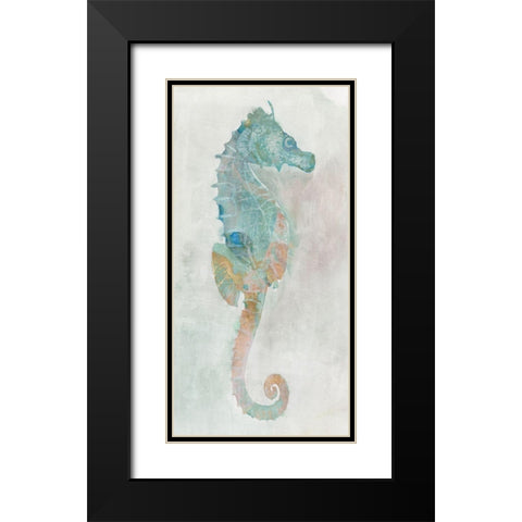 Blue Seahorse II Black Modern Wood Framed Art Print with Double Matting by Stellar Design Studio