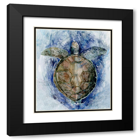 Swimming Sea TurtleÂ  Black Modern Wood Framed Art Print with Double Matting by Stellar Design Studio