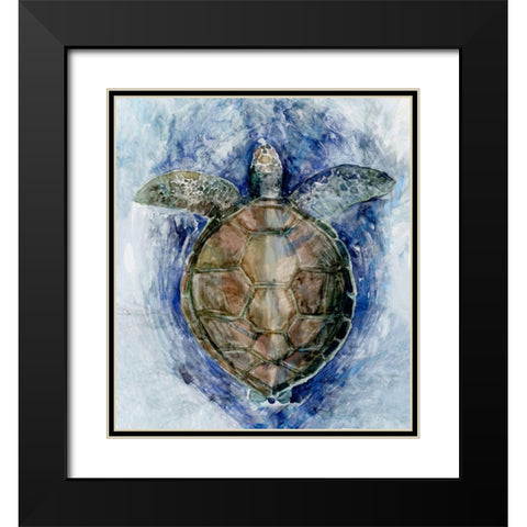 Swimming Sea TurtleÂ  Black Modern Wood Framed Art Print with Double Matting by Stellar Design Studio