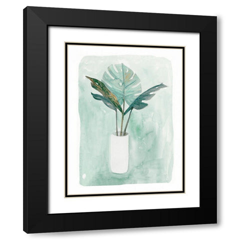 Green Tropical Vase IIIÂ  Black Modern Wood Framed Art Print with Double Matting by Stellar Design Studio