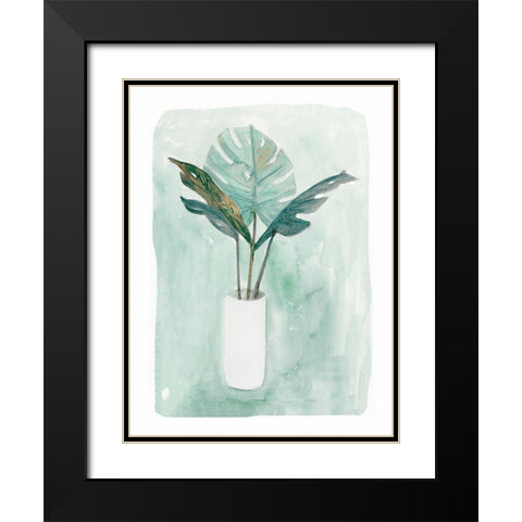 Green Tropical Vase IIIÂ  Black Modern Wood Framed Art Print with Double Matting by Stellar Design Studio