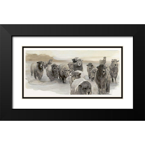 Winter Sheeps II  Black Modern Wood Framed Art Print with Double Matting by Stellar  Design Studio
