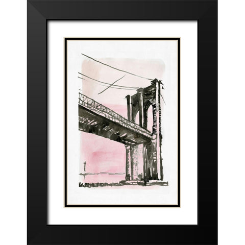 New York Bridge I  Black Modern Wood Framed Art Print with Double Matting by Stellar Design Studio