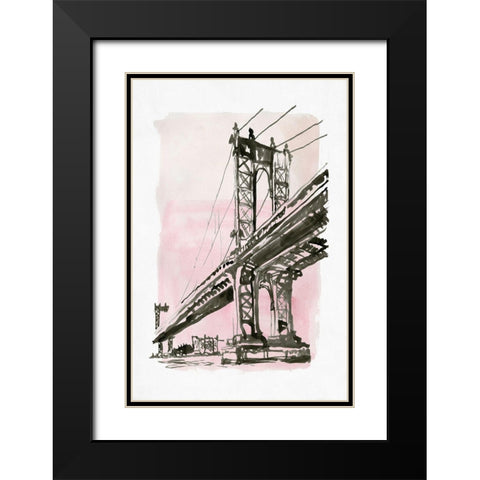 New York Bridge II   Black Modern Wood Framed Art Print with Double Matting by Stellar Design Studio