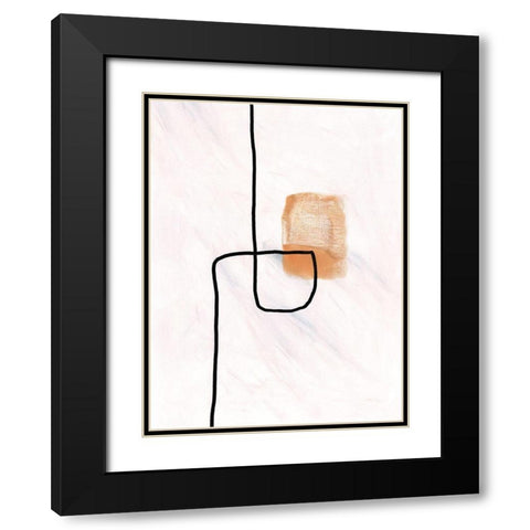 Textured Line Gold I Black Modern Wood Framed Art Print with Double Matting by J:L Design