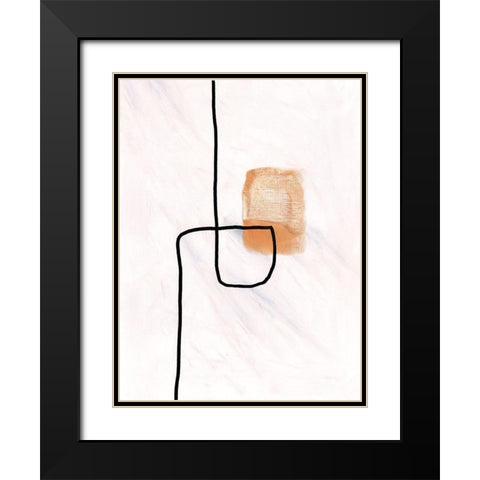 Textured Line Gold I Black Modern Wood Framed Art Print with Double Matting by J:L Design