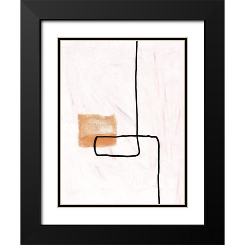 Textured Line Gold II Black Modern Wood Framed Art Print with Double Matting by J:L Design