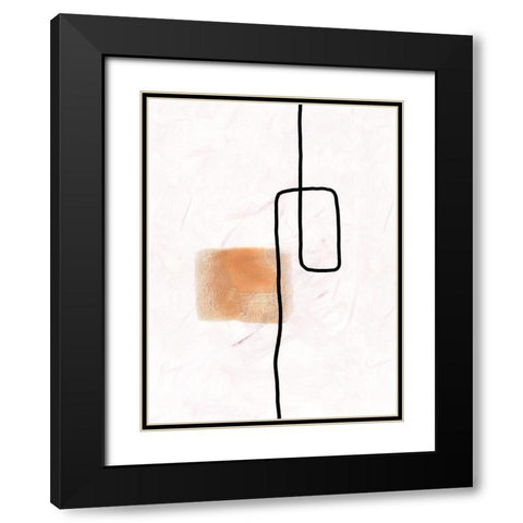 Textured Line Gold III Black Modern Wood Framed Art Print with Double Matting by J:L Design