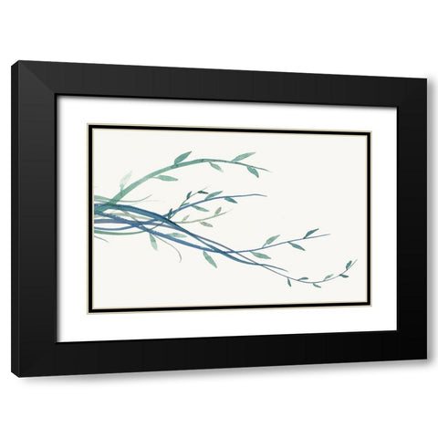 Green vine Branches I  Black Modern Wood Framed Art Print with Double Matting by J:L Design