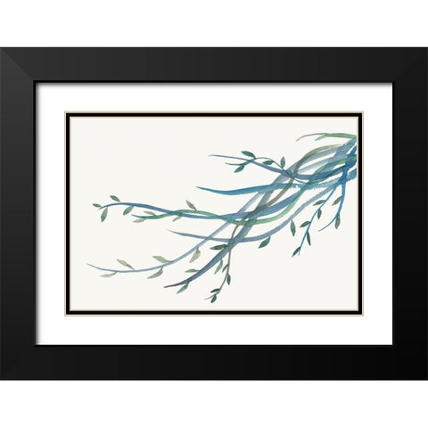 Green vine Branches II Black Modern Wood Framed Art Print with Double Matting by J:L Design