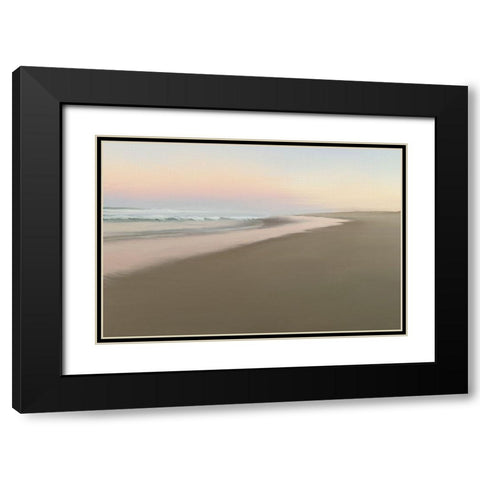 Soft Beach Embrace  Black Modern Wood Framed Art Print with Double Matting by J:L Design