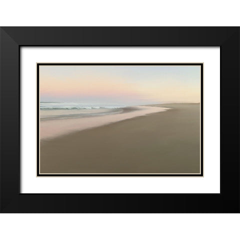 Soft Beach Embrace  Black Modern Wood Framed Art Print with Double Matting by J:L Design