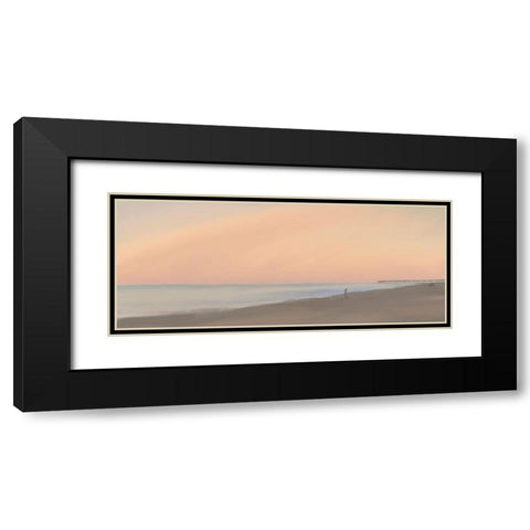 Sunset Beach Embrace  Black Modern Wood Framed Art Print with Double Matting by J:L Design