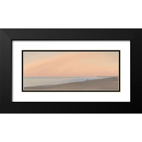 Sunset Beach Embrace  Black Modern Wood Framed Art Print with Double Matting by J:L Design