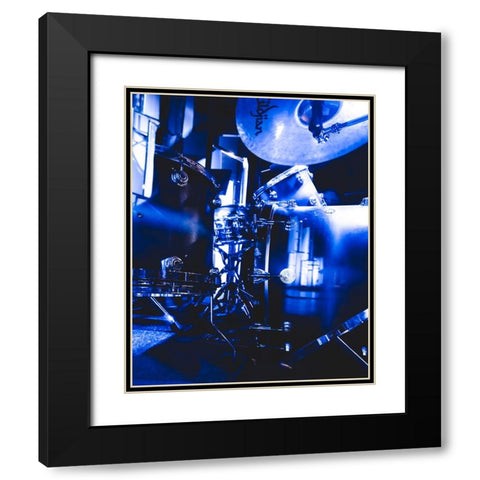Drum Set  Black Modern Wood Framed Art Print with Double Matting by J:L Design
