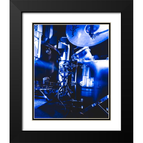 Drum Set  Black Modern Wood Framed Art Print with Double Matting by J:L Design