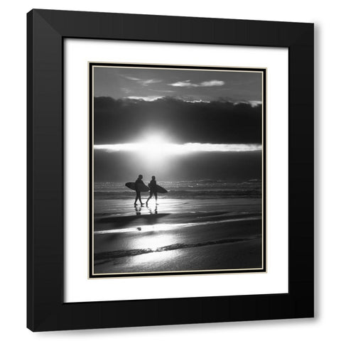 Lets Surf Until the Sun Goes Down  Black Modern Wood Framed Art Print with Double Matting by Paul, Martin