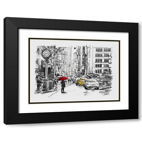 One Day of the City Black Modern Wood Framed Art Print with Double Matting by Jover, Loui