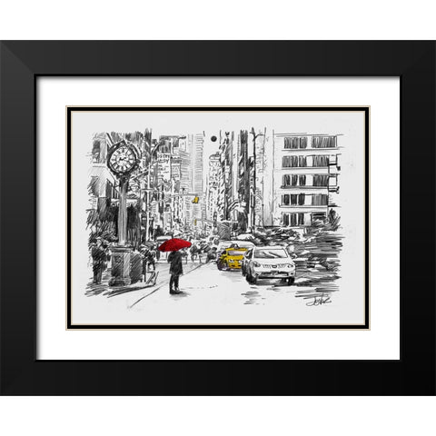 One Day of the City Black Modern Wood Framed Art Print with Double Matting by Jover, Loui