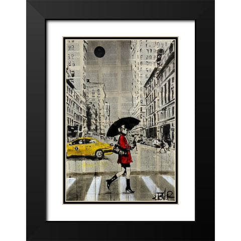 Red Coat Black Modern Wood Framed Art Print with Double Matting by Jover, Loui