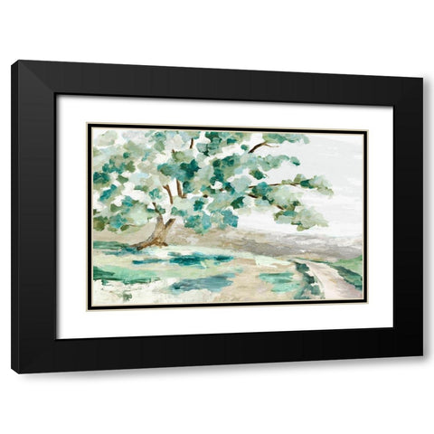 Folk Naif Pathway  Black Modern Wood Framed Art Print with Double Matting by Mavis, Luna