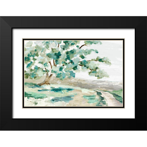 Folk Naif Pathway  Black Modern Wood Framed Art Print with Double Matting by Mavis, Luna