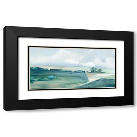 Calming Green Black Modern Wood Framed Art Print with Double Matting by Mavis, Luna